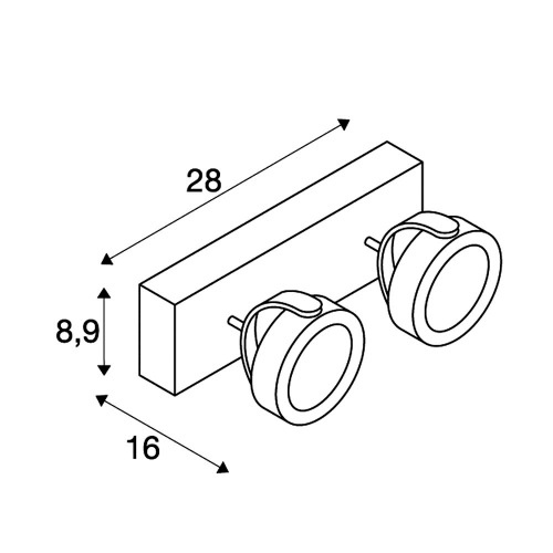 SLV KALU LED 2 Wand- und Deckenleuchte, schwarz, 3000K, 60°