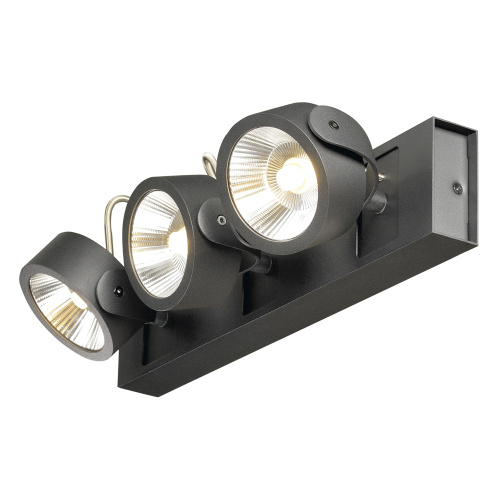 SLV KALU LED 3 Wand- und Deckenleuchte, schwarz, 3000K, 60°