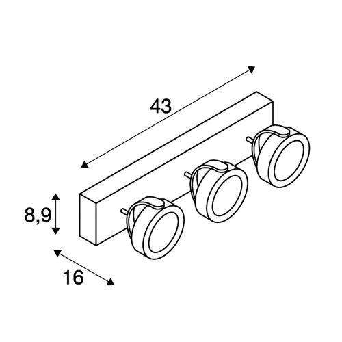 SLV KALU LED 3 Wand- und Deckenleuchte, schwarz, 3000K, 60°