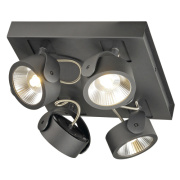 KALU LED 4 Wand- und Deckenleuchte, square, schwarz, 3000K, 60°