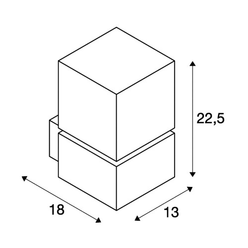 SLV SQUARE WALL, E27, Outdoor Wandleuchte, alu gebürstet, max. 20W, IP44