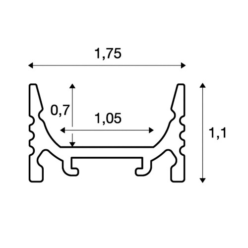 SLV GRAZIA 10 LED Aufbauprofil, flach, gerillt, 2m, alu