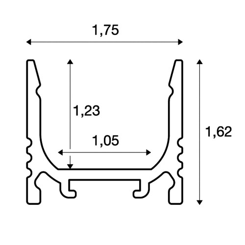 SLV GRAZIA 10 LED Aufbauprofil, standard, gerillt, 2m, weiss