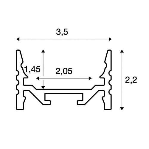 SLV GRAZIA 20 LED Aufbauprofil, flach, gerillt, 3m, alu