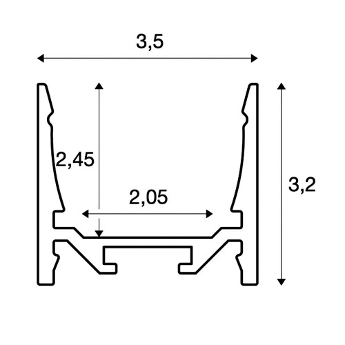 SLV GRAZIA 20 LED Aufbauprofil, standard, glatt, 3m, weiss