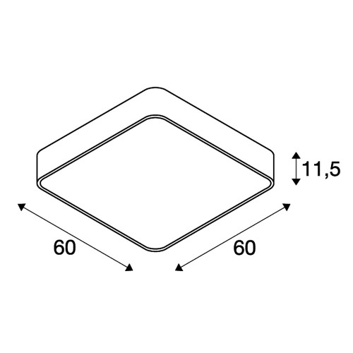 SLV MEDO 60 SQUARE LED, Deckenleuchte, weiss, 1-10V, 3000K