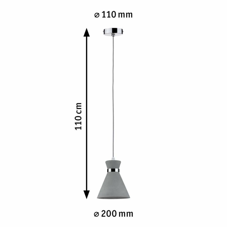 Paulmann Pendelleuchte Verve IP44 E27 max. 20W Grau/Chrom dimmbar 1-flammig