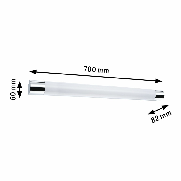 Paulmann LED Spiegelleuchte Orgon Chrom mit Steckdose 70cm IP44 3000K 10,5W 835lm 230V