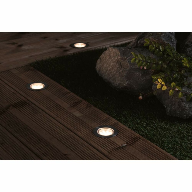 Paulmann Plug & Shine Basisset LED Bodeneinbauleuchte Floor Eco IP67 3000K 3x2W 21VA Silber