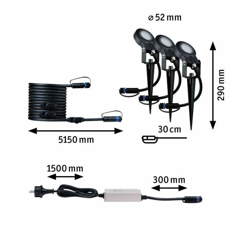 Paulmann Plug & Shine LED Gartenstrahler Sting Basisset IP67 3000K 3x6W 75VA Anthrazit