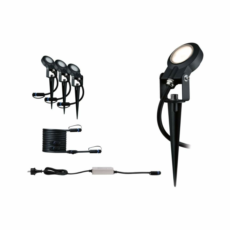 Paulmann Plug & Shine LED Gartenstrahler Sting Basisset IP67 3000K 3x6W 75VA Anthrazit