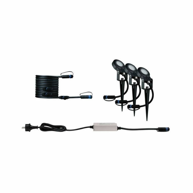 Paulmann Plug & Shine LED Gartenstrahler Sting Basisset IP67 3000K 3x6W 75VA Anthrazit