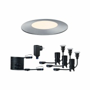 Plug & Shine Basisset LED Bodeneinbauleuchte Floor Mini IP67 3000K 3x2,5W 21VA Silber