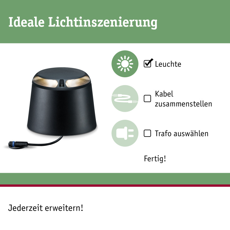 Paulmann Plug & Shine LED Bodenaufbauleuchte IP67 2x3W 3000K zweifacher Lichtaustritt Anthrazit