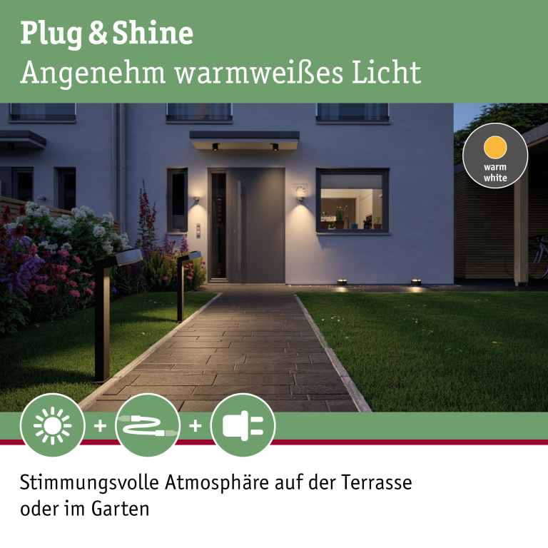 Paulmann Plug & Shine LED Bodenaufbauleuchte IP67 2x3W 3000K zweifacher Lichtaustritt Anthrazit