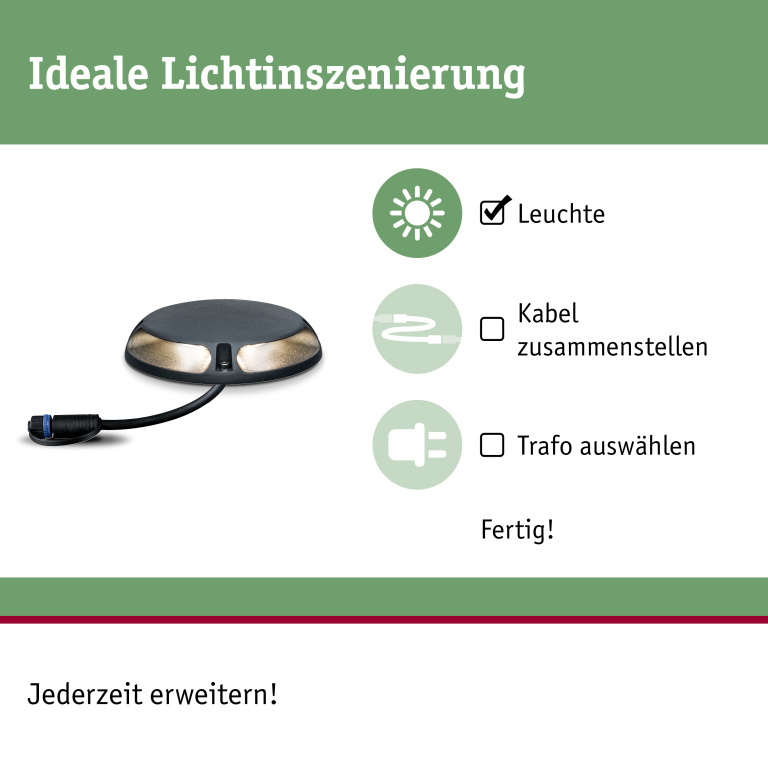 Paulmann Plug & Shine LED Bodenaufbauleuchte IP67 befahrbar 2x3,3W 3000K zweifacher Lichtaustritt Anthrazit