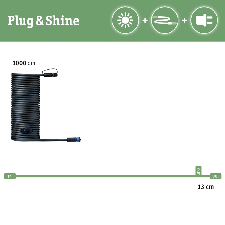 Paulmann Plug & Shine Kabel 10m 2 Ausgänge IP68