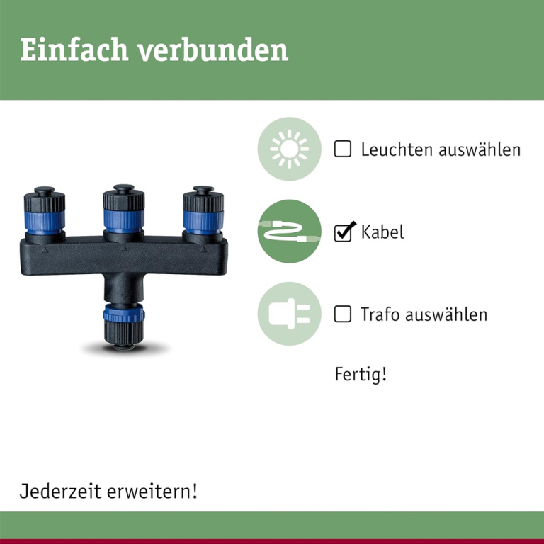 Paulmann Plug & Shine Verteiler 3 Ausgänge IP68 Schwarz