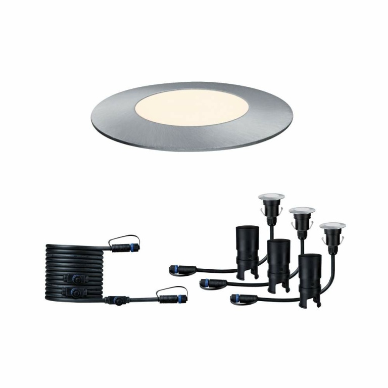 Paulmann Plug & Shine Erweiterungsset LED Bodeneinbauleuchte Floor Mini IP67 3000K 3x2,5W Silber