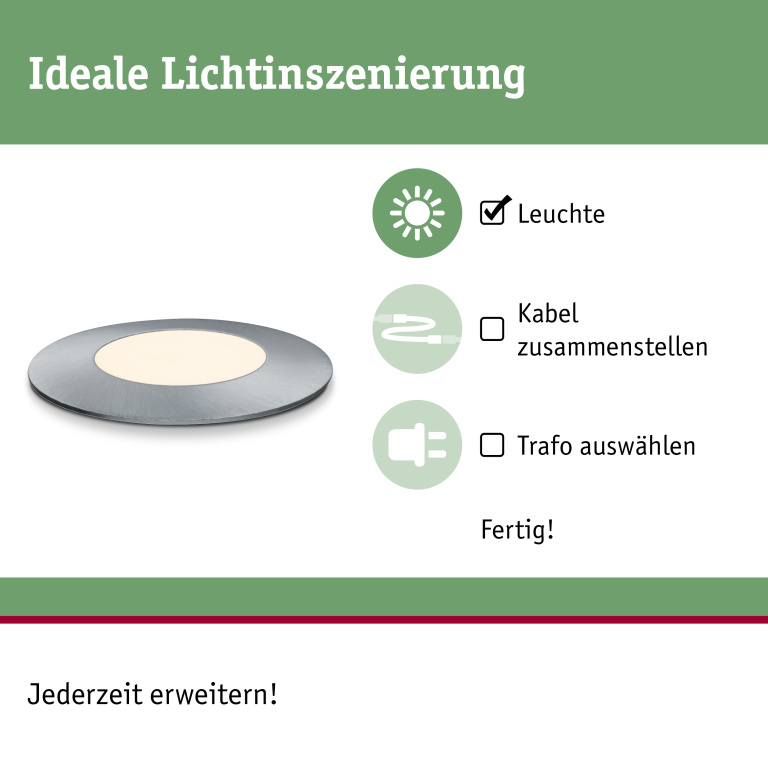 Paulmann Plug & Shine LED Bodeneinbauleuchte Floor Mini IP67 3000K 2,5W Einzelspot