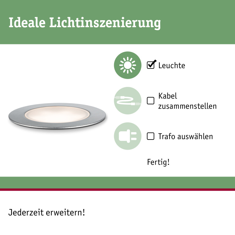 Paulmann Plug & Shine LED Bodeneinbauleuchte Floor Eco IP67 3000K 2W Einzelspot