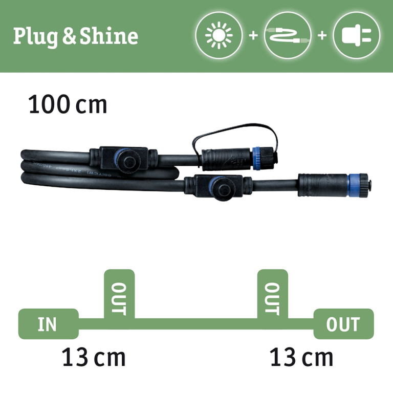 Paulmann Plug & Shine Kabel 1m 3 Ausgänge IP68