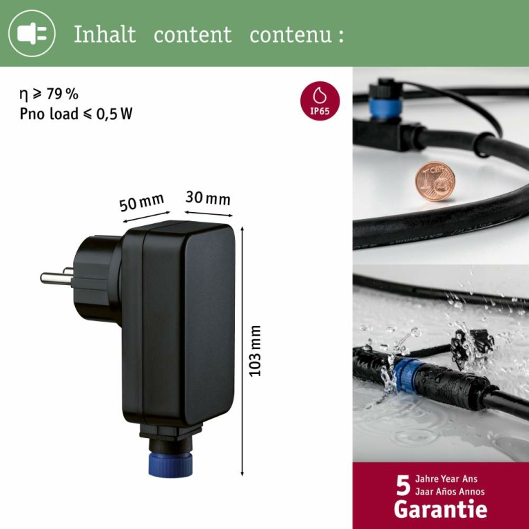 Paulmann Plug & Shine Einspeisung Trafo 21W 24V DC IP44