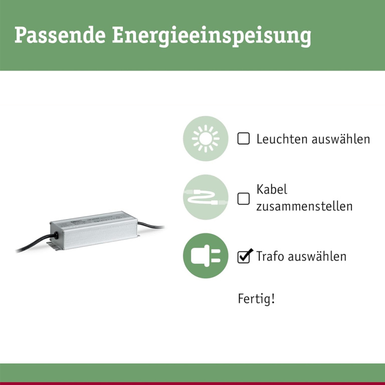 Paulmann Plug & Shine Einspeisung Trafo 75W 24V DC IP67 Silber