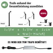 Plug & Shine Einspeisung Trafo 75W 24V DC IP67 Silber