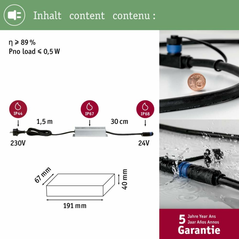 Paulmann Plug & Shine Einspeisung Trafo 150W 24V DC IP67