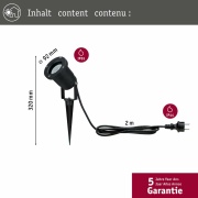 Outdoor LED Gartenstrahler mit Erdspieß IP65 Schwarz Aluminium inkl. Leuchtmittel