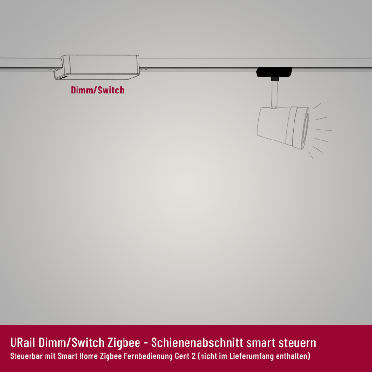 Paulmann URail ZigBee 3.0 Dimm/Switch Adapter Reinweiß Smart Home Schienenverbinder An/Aus/Dimmen max. 400W