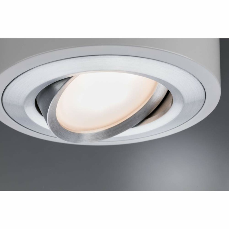 Paulmann LED Deckenleuchte Argun 1-flammig 3-Step-Dim 3000K 280lm 230V 4,8W dimmbar Weiß/Alu gebürstet