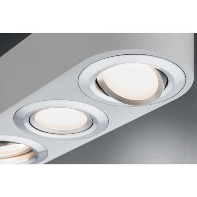 Paulmann LED Deckenleuchte Argun 3-flammig 3-Step-Dim 3000K 3x280lm 230V 3x4,8W dimmbar Weiß/Alu gebürstet