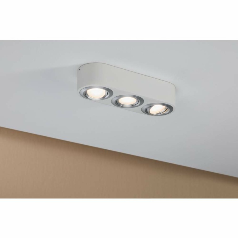 Paulmann LED Deckenleuchte Argun 3-flammig 3-Step-Dim 3000K 3x280lm 230V 3x4,8W dimmbar Weiß/Alu gebürstet