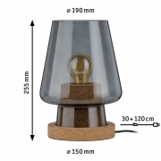 Nachttischleuchte Neordic Iben Rauchglas Kork E27 mit Schnurschalter