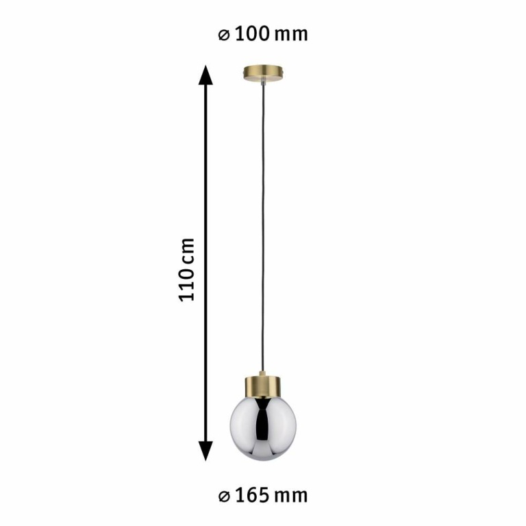 Paulmann Neordic Pendelleuchte Linja E27 max. 20W Rauchglas/Messing gebürstet dimmbar Spiegel/Glas/Metall 1-flammig