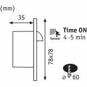 LED Wandeinbauleuchte Wall eckig Weiß mit Bewegungsmelder 1,1W 2700K