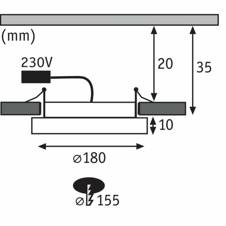 Paulmann LED Einbaupanel Areo IP44 rund 180mm 12W