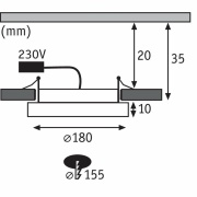 LED Einbaupanel Areo IP44 rund 180mm 12W