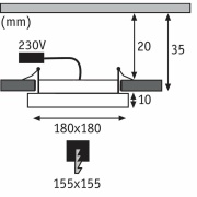 LED Einbaupanel Areo IP23 eckig 12W 3000K