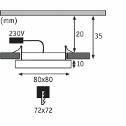 LED Einbaupanel Areo IP23 eckig 5W 3000K