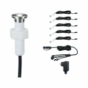 Plug & Shine LED Bodeneinbauleuchte MicroPen II Basisset IP67 3000K 5x0,22W 21VA Silber