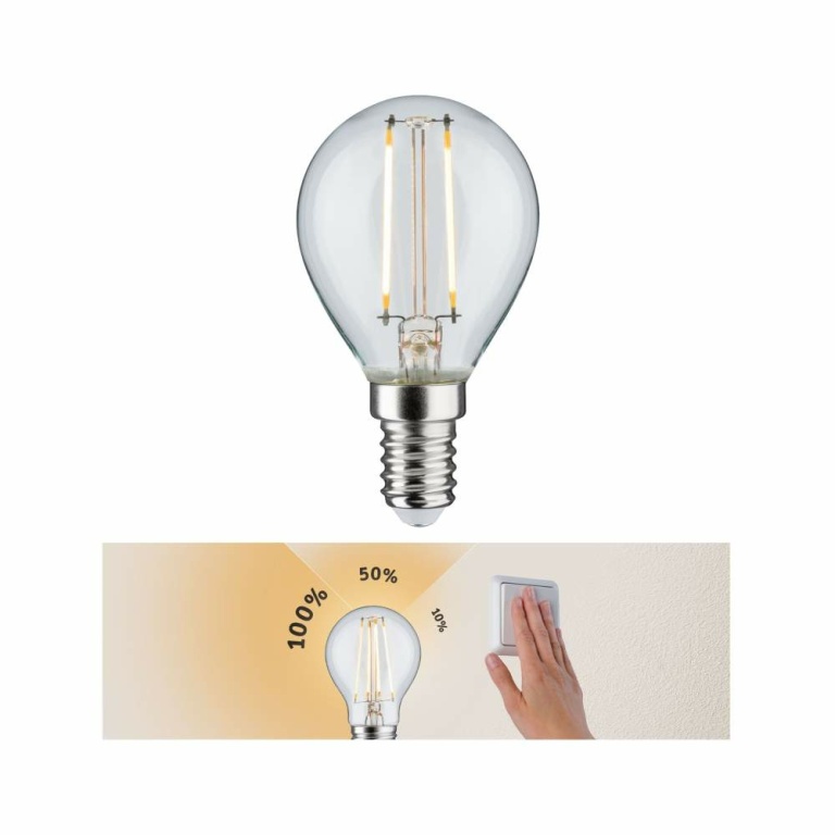 Paulmann LED-Lampe E14 Tropfen Klar 2700K Warmweiß 250lm 2.7W 3-Stufen-dimmbar