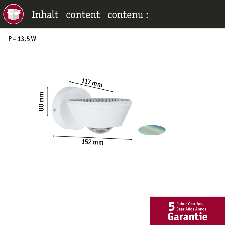 Paulmann LED Designer Wandleuchte Sabik Weiß matt Up&Down IP44 9W drehbar dimmbar