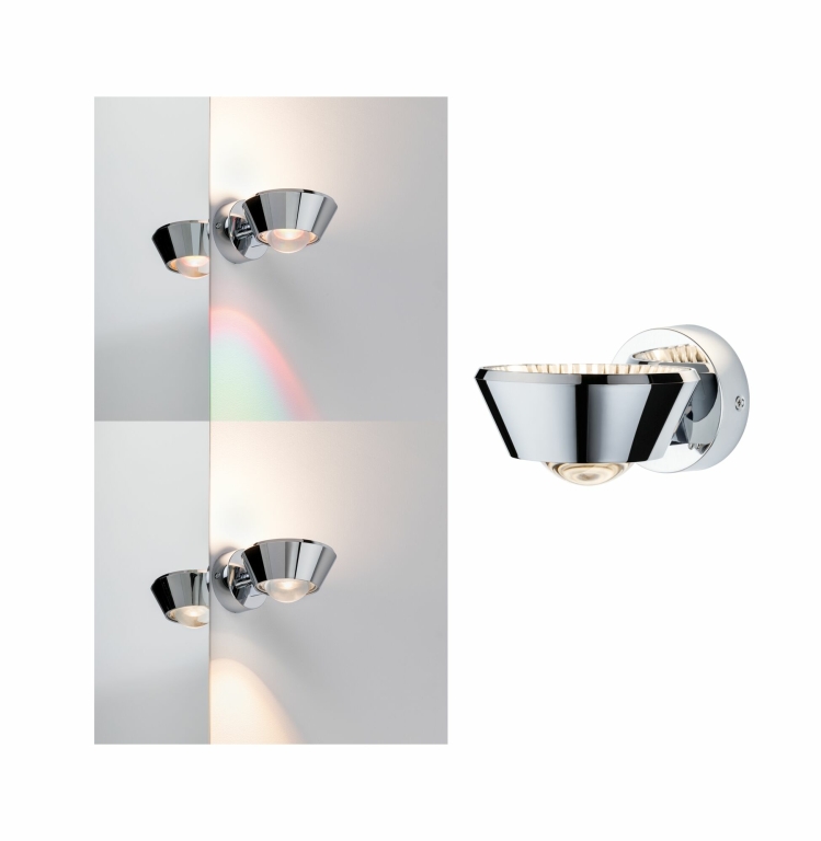 Paulmann LED Designer Wandleuchte Sabik Chrom Up&Down IP44 9W drehbar dimmbar