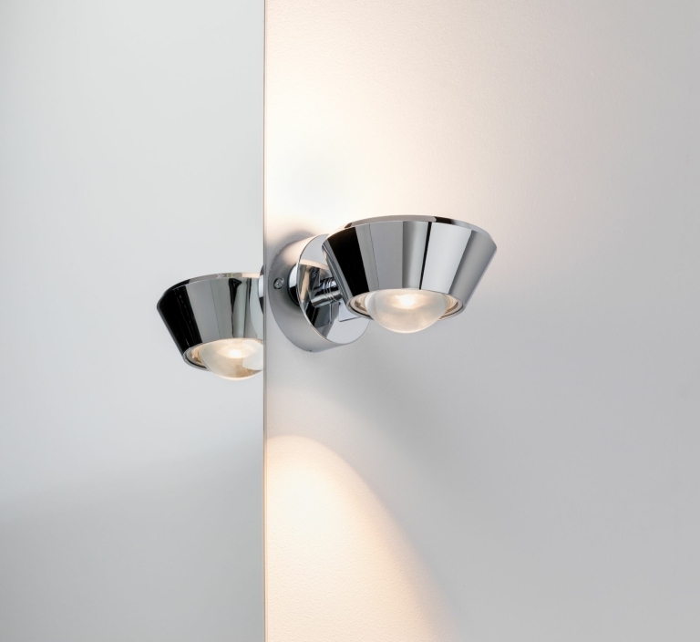 Paulmann LED Designer Wandleuchte Sabik Chrom Up&Down IP44 9W drehbar dimmbar