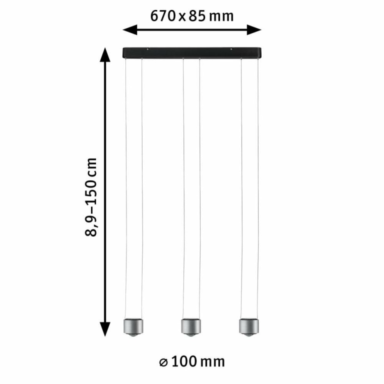 Paulmann LED Pendelleuchte Aldan 3-flammig 3x9W