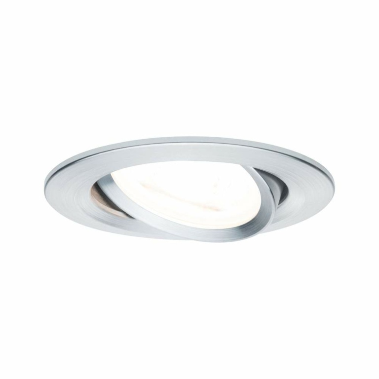 Paulmann LED Einbauleuchte Nova Einzelleuchte rund 6.5W IP23 GU10 Alu gedreht schwenkbar 2700K 230V