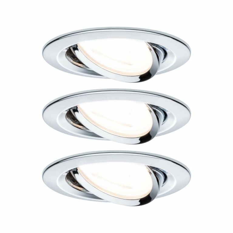 Paulmann LED Einbauleuchte Nova Basisset 3er Set rund 6.5W IP23 GU10 Chrom schwenkbar 2700K 230V